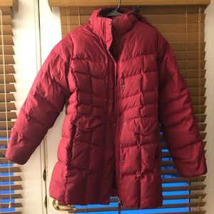 L.L.Bean SMALL women’s red down winter jacket.
